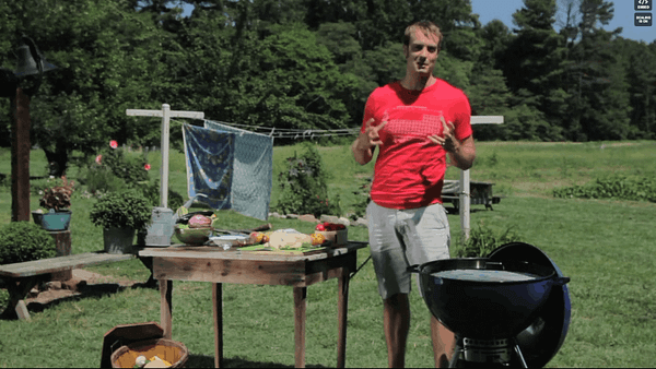 man and his grill